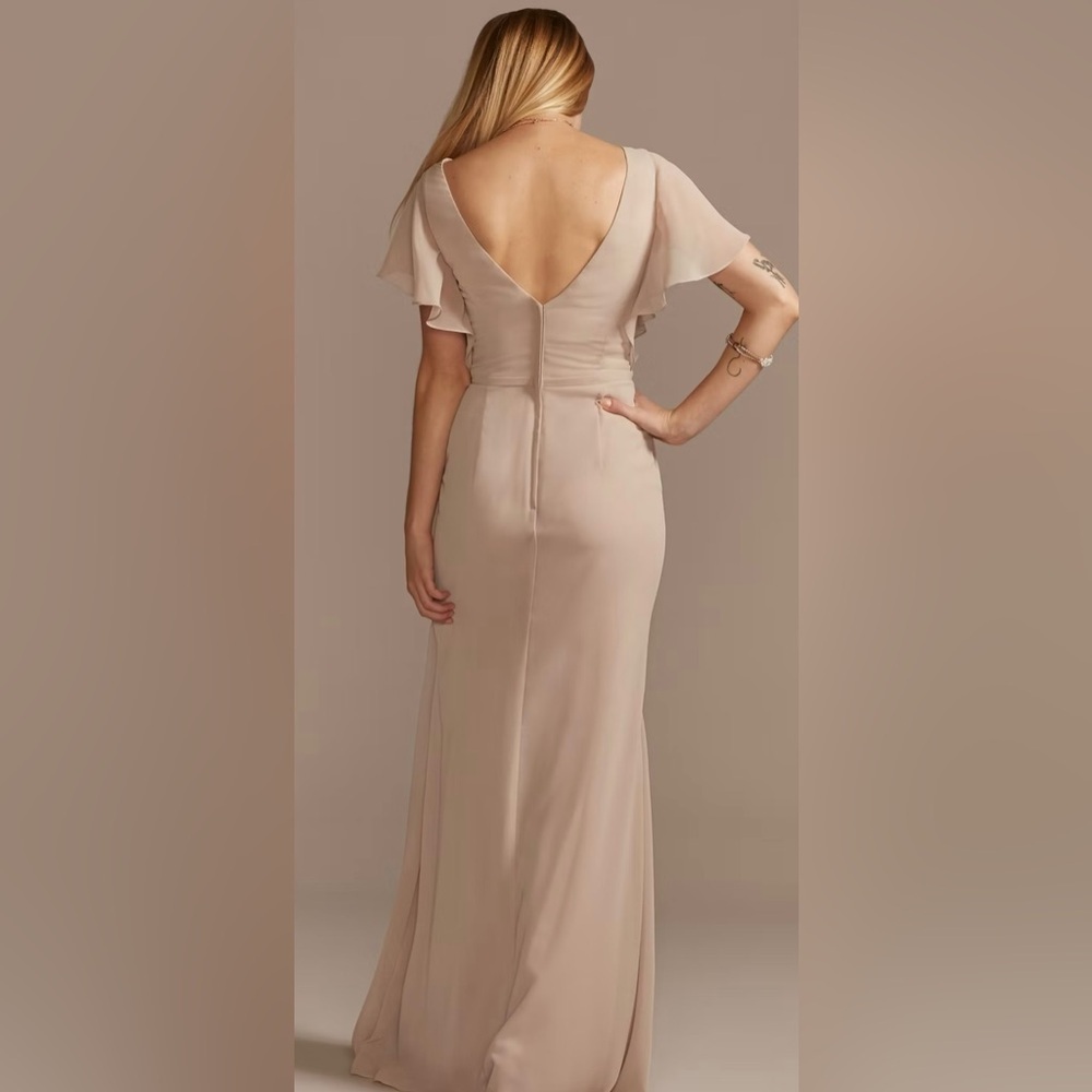 David’s Bridal Long Flutter Sleeve Bridesmaid Dress - Picture 3 of 13